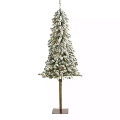 Outlet 5 ft. Flocked Pre-Lit Alpine Christmas Tree Christmas Trees