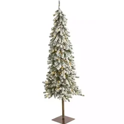 Hot 6 ft. Flocked Pre-Lit Alpine Christmas Tree Christmas Trees