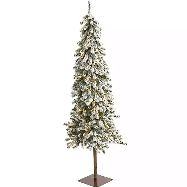 Hot 6 ft. Flocked Pre-Lit Alpine Christmas Tree Christmas Trees