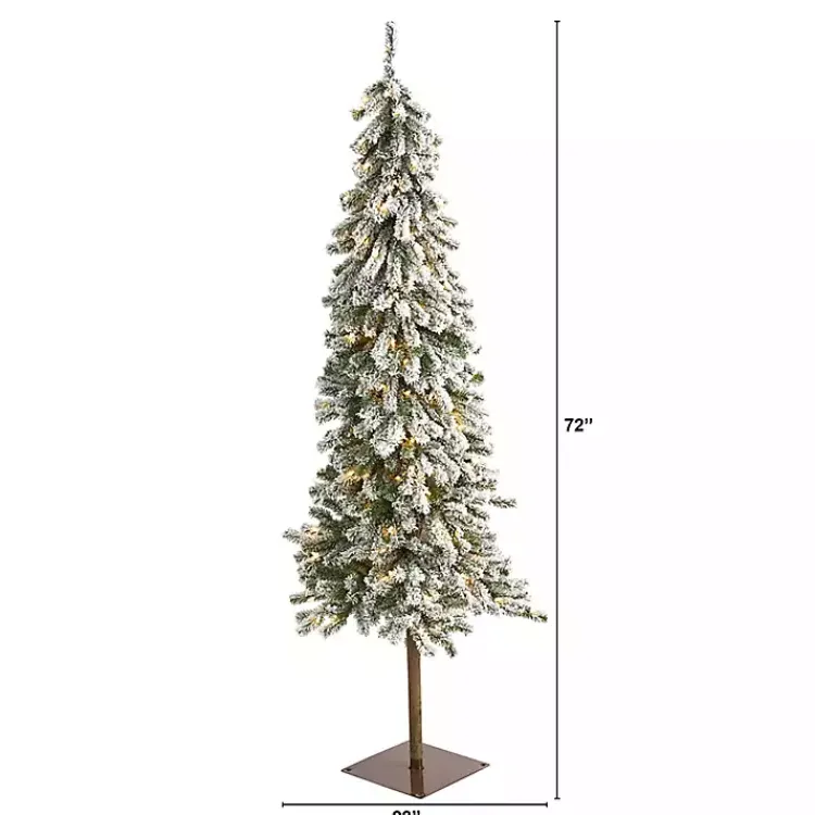 Hot 6 ft. Flocked Pre-Lit Alpine Christmas Tree Christmas Trees