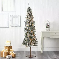 Hot 6 ft. Flocked Pre-Lit Alpine Christmas Tree Christmas Trees