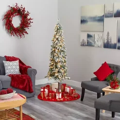 Hot 6 ft. Flocked Pre-Lit Alpine Christmas Tree Christmas Trees