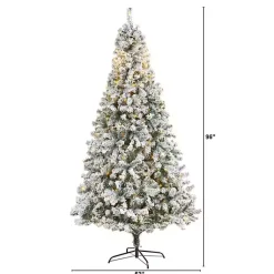 Clearance 8 ft. Flocked Pre-Lit Rock Spruce Christmas Tree Christmas Trees