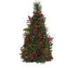 Hot 2 ft. Lit Mixed Pine and Berries Christmas Tree Christmas Arrangements & Garland