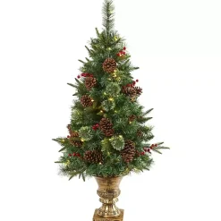 Hot 4 ft. Pre-Lit Berry and Pine Cones Tree in Urn Christmas Trees