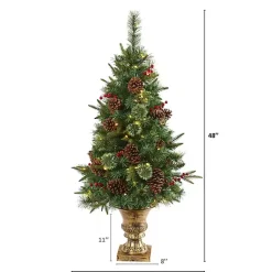 Hot 4 ft. Pre-Lit Berry and Pine Cones Tree in Urn Christmas Trees