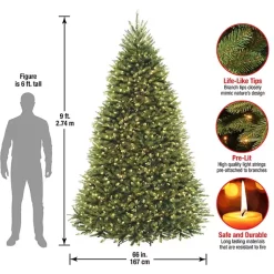 Clearance 9 ft. Pre-Lit Dunhill Fir Hinged Christmas Tree Christmas Trees