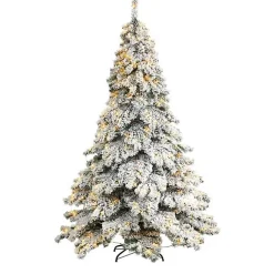 Sale 7 ft. Pre-lit Flocked Fir Christmas Tree Christmas Trees