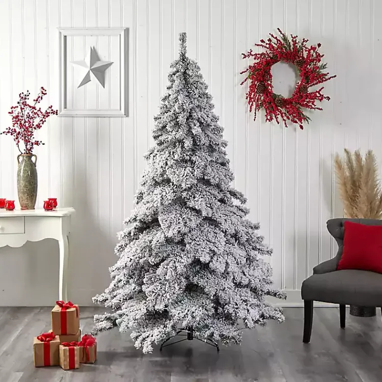 Sale 7 ft. Pre-lit Flocked Fir Christmas Tree Christmas Trees