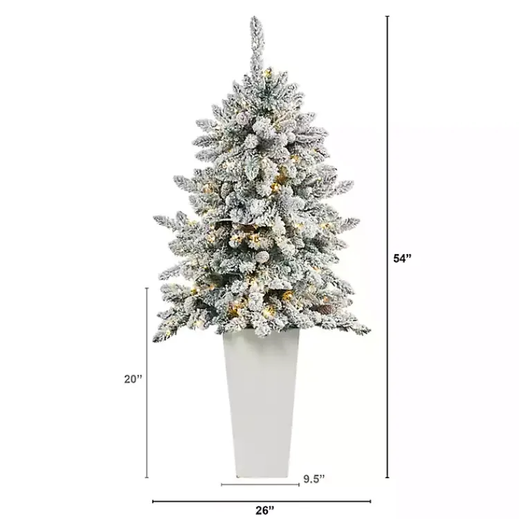 Discount 4.5 ft. Pre-Lit Livingston Fir Tree in White Plant Christmas Trees