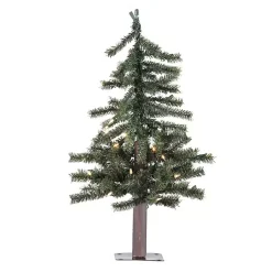 2 ft. Pre-Lit Natural Alpine Christmas Tree Christmas Arrangements & Garland