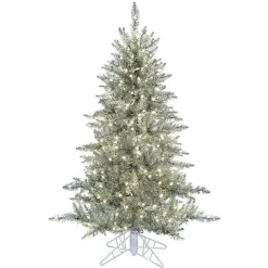 Best 5.5 ft. Pre-Lit Silver Tinsel Christmas Tree Christmas Trees
