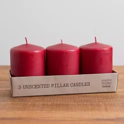 Clearance 4 in. Burgundy Pillar Candles, Set of 3 Candles