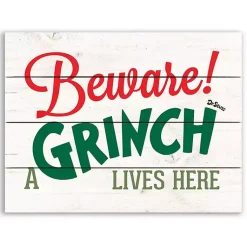 A Grinch Lives Here Wall Plaque Christmas Art & Wall Decor