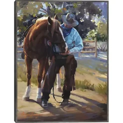 Kirklands Home Canvas Art|A Man And His Horse Framed Canvas Art Print Multi
