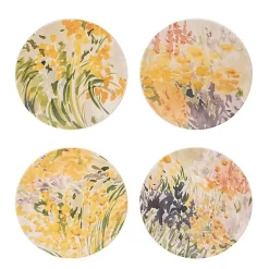 Kirklands Home Dinnerware|Abstract Floral Appetizer Plates, Set of 4