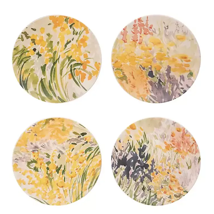 Kirklands Home Dinnerware|Abstract Floral Appetizer Plates, Set of 4