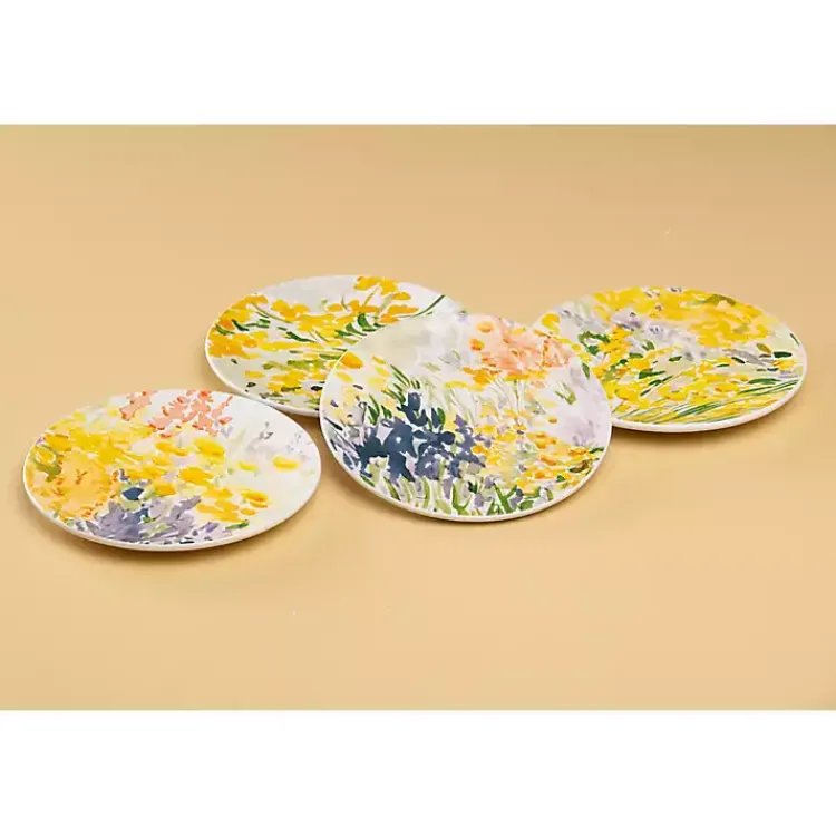 Kirklands Home Dinnerware|Abstract Floral Appetizer Plates, Set of 4