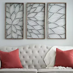 Kirklands Home Wall Plaques|Abstract Floral Panel Plaques, Set of 3 Brown