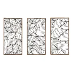 Kirklands Home Wall Plaques|Abstract Floral Panel Plaques, Set of 3 Brown