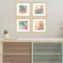 Kirklands Home Framed Art|Abstract Pastels Framed Art Prints, Set of 4 Multi