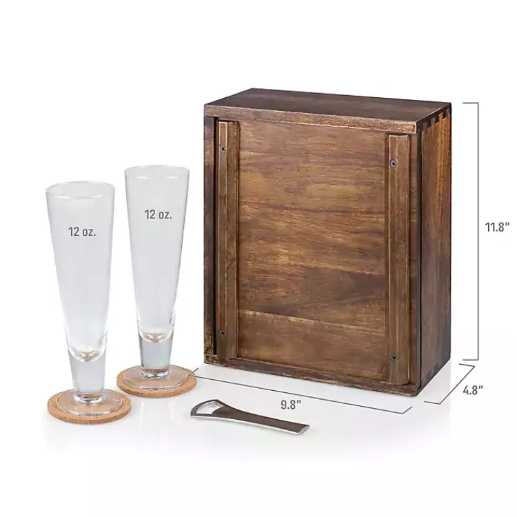 Kirklands Home Barware|Acacia Carolina Panthers Beer Glass Set