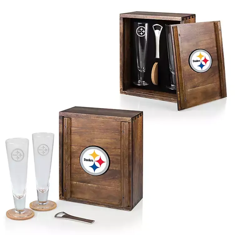 Kirklands Home Barware|Acacia Pittsburgh Steelers Beer Glass Set