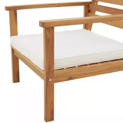 Kirklands Home Outdoor Seating|Acacia White Cushioned Outdoor Chairs, Set of 2