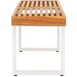 Kirklands Home Outdoor Seating|Acacia Wood and Metal Monti Outdoor Bench White