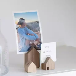 Online Acacia Wood House Photo Holders, Set of 3 Statues & Figurines