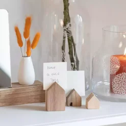 Online Acacia Wood House Photo Holders, Set of 3 Statues & Figurines