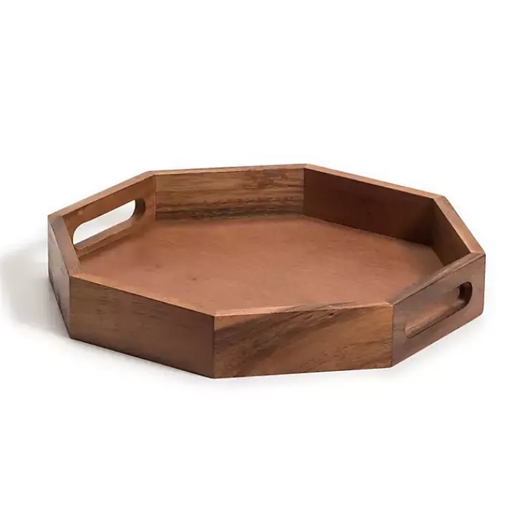 Kirklands Home Serving & Entertaining|Acacia Wood Octagon Serving Tray, 17 in. Brown