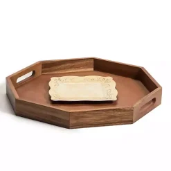 Kirklands Home Serving & Entertaining|Acacia Wood Octagon Serving Tray, 17 in. Brown
