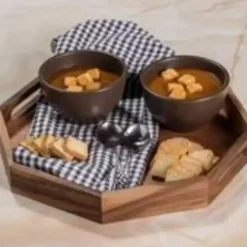 Kirklands Home Serving & Entertaining|Acacia Wood Octagon Serving Tray, 17 in. Brown