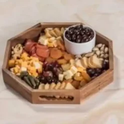 Kirklands Home Serving & Entertaining|Acacia Wood Octagon Serving Tray, 17 in. Brown