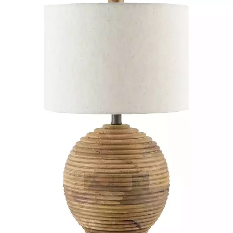 Kirklands Home Table Lamps|Acacia Wood Ribbed Polo Table Lamp Ivory