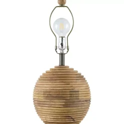 Kirklands Home Table Lamps|Acacia Wood Ribbed Polo Table Lamp Ivory