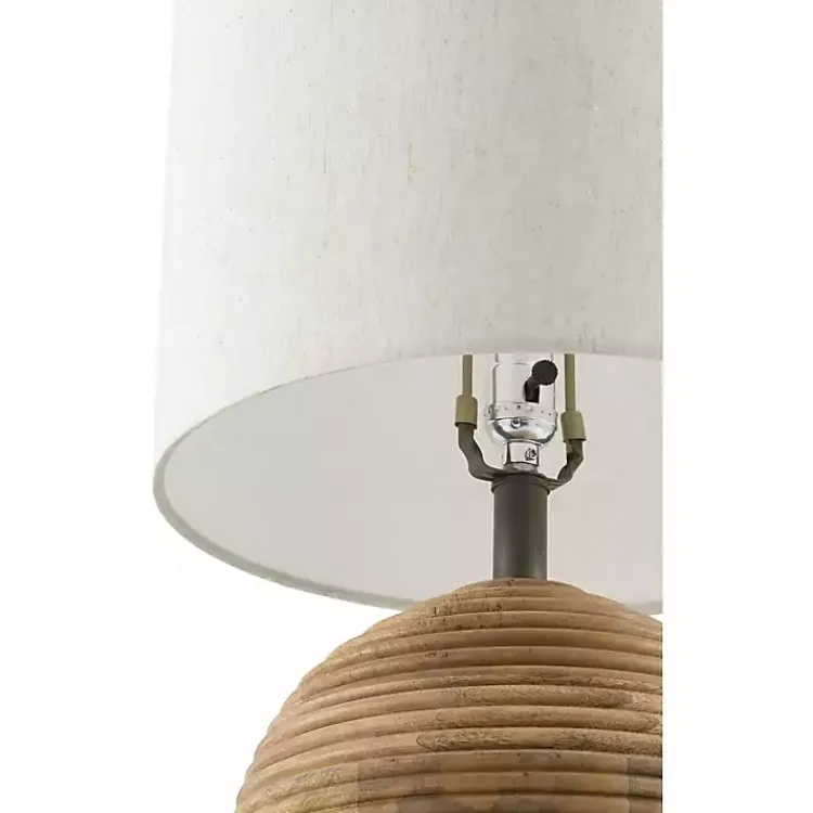 Kirklands Home Table Lamps|Acacia Wood Ribbed Polo Table Lamp Ivory