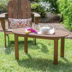 Kirklands Home Outdoor Tables|Acorn Acacia Wood Oval Adirondack Coffee Table Brown
