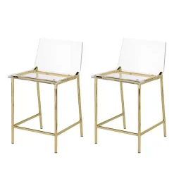 Kirklands Home Bar Stools & Counter Height Stools|Acrylic and Metal Counter Stools, Set of 2 Gold