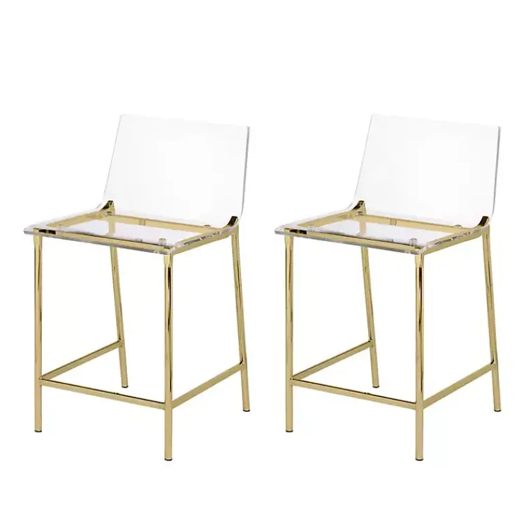 Kirklands Home Bar Stools & Counter Height Stools|Acrylic and Metal Counter Stools, Set of 2 Gold