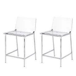 Kirklands Home Bar Stools & Counter Height Stools|Acrylic and Metal Counter Stools, Set of 2 Silver