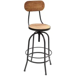 Kirklands Home Bar Stools & Counter Height Stools|Adjustable Wood and Metal Industrial Bar Stool Brown