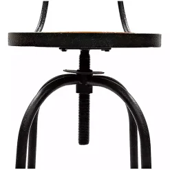 Kirklands Home Bar Stools & Counter Height Stools|Adjustable Wood and Metal Industrial Bar Stool Brown
