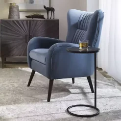 Kirklands Home Accent & End Tables|Aged Metal Frame Slab Top Accent Table Black