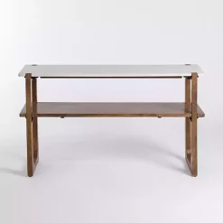 Kirklands Home Console Tables|Allen Wood and Marble Console Table