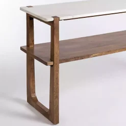 Kirklands Home Console Tables|Allen Wood and Marble Console Table