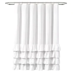Kirklands Home Shower Curtains|Allison Ruffle Shower Curtain White