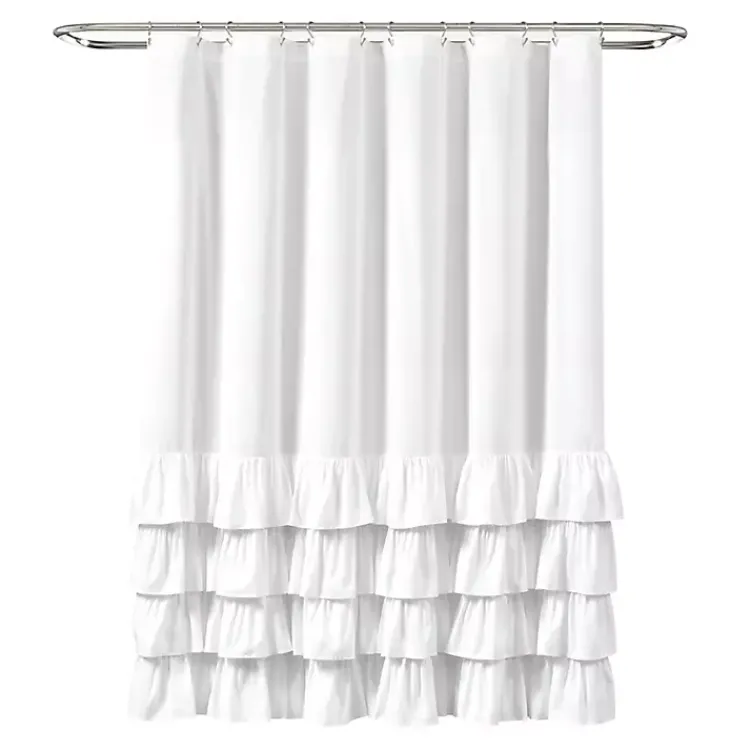 Kirklands Home Shower Curtains|Allison Ruffle Shower Curtain White