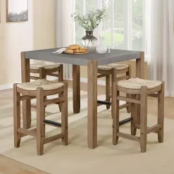 Kirklands Home Dining Tables|Amber Wood and Faux Concrete Dining Table